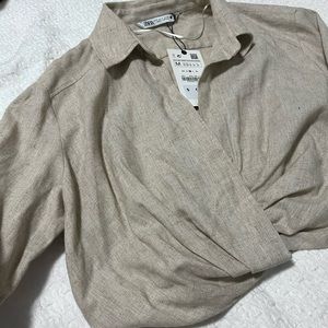 Zara cropped long sleeve blouse